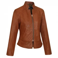 VL650Br - Vance Leathers 'Maya' Ladies Premium Soft Lightweight Brown Fitted Motorcycle Leather Jacket