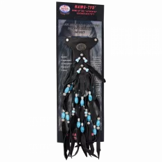HTBlue "Hawg Tyd" The Authentic Leather Hair TYS - Blue Beads