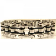 VJ1124 Men's 3/4 inch Wide Two Tone Silver and Black Bracelet