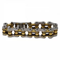 VJ1126 Men's 3/4 inch Wide Tricolor Black, Silver, and Gold Bike Chain Bracelet