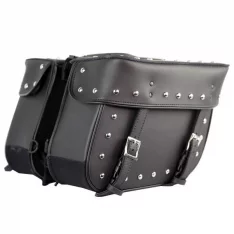 VS201 Leather Like Biker Studded Saddlebags